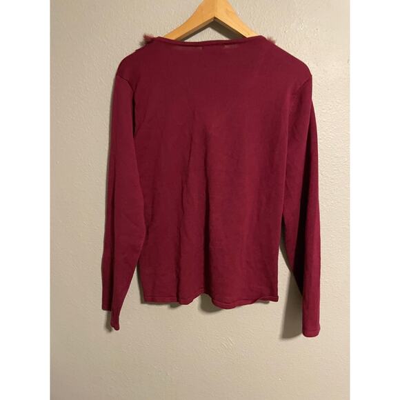 Vintage Carducci Womens Cardigan Size XL Maroon Embroidered Faux Fur Y2K NWT - Picture 4 of 7